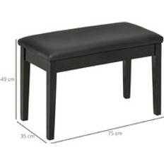 Luxurious Piano Bench Sleek Black Pu Leather