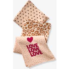 Baby Care Vertbaudet Set of 3 Muslin Squares in Cotton Gauze LOVELY LEO Printed Pink