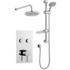 Silver Shower Systems Clifton Chrome Twin Push Button Shower Kit Silver
