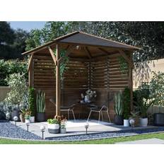 Dunster House Wooden Gazebo Louvre Wall 2M x 2M