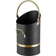 Fireplaces Hearth & Home Coal Scuttle Bucket Metal HOD Black and Brass 23" HH65