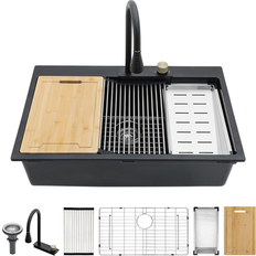 Kichae 33 Inch Black Quartz Workstation Sink