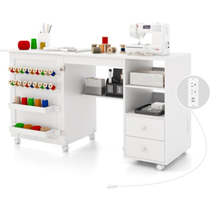 Sewing Machines Costway Folding Sewing Table Charging Station Multifunctional Sewing See Details White (See Details)