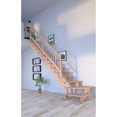 Winkeltreppen Holztreppe Lindos 100 cm Holz-Edelstahl