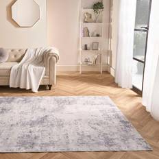 OHS Abstract Washable Carpet 80cm x 150cm White, Black 80.0x150.0cm