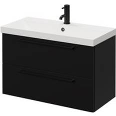 Napoli Matt Black 800mm Wall Mounted Vanity Unit