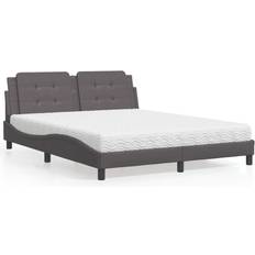 vidaXL Säng Med Madrass Grå 160x200 cm Sängpaket