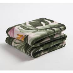 OHS Tropical Leaf Throw Bed Blanket 120 x 150 cm Blankets Green