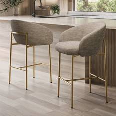 Stools Cora Mink Upholstered Kitchen Stools Set of 2 Seating Stool