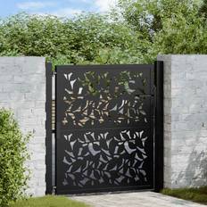 Black Gates vidaXL Garden Gate Black 105x106 cm Steel Leaf Design