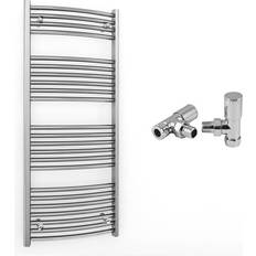 Water Radiators Myhomeware Chrome Curved Towel Rail Radiator 600 x 1200 mm