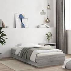 Beds & Mattresses Berkfield Home Bed Frame with Drawers 75x190 cm Grey Sonoma