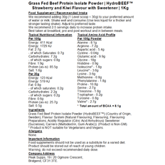 Peak Supps Grass Fed Beef Protein Isolate 95% 1kg