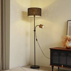 Tyg Golvlampor Lindby Svart Tyg Ø 36 cm 2 Lampor Golvlampa
