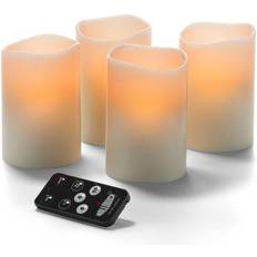 LED Candles Hollowick Flameless Ivory Wax Pillar 3" x 4 1/2" LED Candle