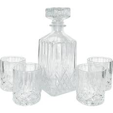 Transparent Barsets Zeitzone Whisky Karaffe Set of 4 Glaskaraffe Dekanter Barset