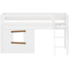 Flexa White Halvhøj Seng Med Træhus 90 x 200 cm