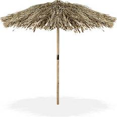 Relaxdays Hawaii Rund Sonnenschirm Ø 238,0 cm Braun