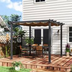 OutSunny Aluminium Pergola 3 x 3 m with Retractable Roof