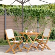 Wood Bistro Sets Berkfield Home 3 Piece Cream White Fabric Bistro Set