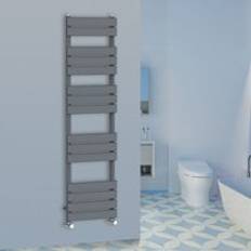 Heated Towel Rails WarmeHaus Flat Panel Bathroom Heated Towel Rail 1600 x 450 mm Anthracite