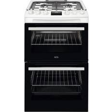 55cm - Grill Gas Cookers AEG CGX1130ACW 55cm Catalytic Lidded Gas Cooker Stainless Steel, White