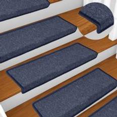 Blue Stair Carpets Berkfield Home Carpet Stair Treads 15 Pcs 65 x 21 x 4 cm and Grey, Blue