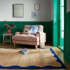 Sophie Robinson Wave Jute Border Rug - Cobalt