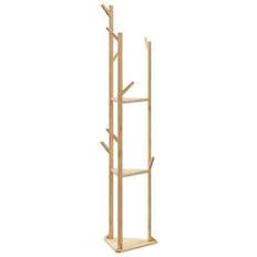 Brown Clothes Racks vidaXL Bamboo Coat Stand with Hooks and Shelves 39 x 33 x 166 cm Clothes Rack