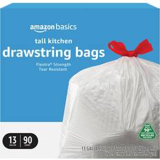 Cleaning Equipment & Cleaning Agents Amazon Basics Flextra Tall Kitchen Drawstring Trash Bags 13 Gallon 90 Count
