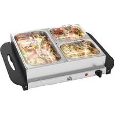 Best Plate Heaters Homcom Electric Food Warmer 4 Tray 6L