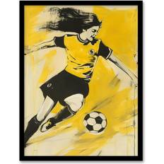 Yellow Framed Art ARTERY8 Womens Girls Football Fan A4 Framed Art