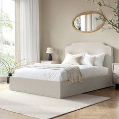 Beds & Mattresses Cream Upholstered Double Ottoman with Scalloped Headboard Frame Bed