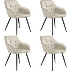 Polypropylene - Vadderad sits Köksstolar tectake Marilyn Cream/Black Köksstol 82cm 4st