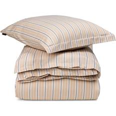 Lexington Dynebetræk Lexington Randig Bomullspoplin Bäddset 150x210 Påslakan Beige, Vit (210x150cm)