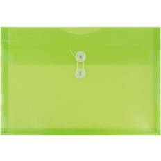 Envelopes & Mailers Jam Paper Booklet Plastic Envelopes, Letter-Size, 9 3/4" x 13" Button & String Closure, Lime Green, Pack Of 12