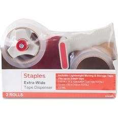 Staples Extra Wide Packing Tape with Dispenser, 2.83" x 54.6 yds. Clear, 2/Rolls (ST-XW22-PG)