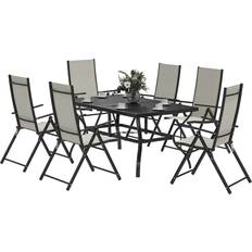 OutSunny 7 Pcs Garden Khaki Patio Dining Set