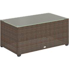 OutSunny Outdoor Coffee Tables OutSunny Outdoor Coffee Table Glass Top Rattan Side Table