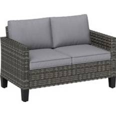 OutSunny Rattan with Cushions 2 Seater Garden Furniture Outdoor Sofa