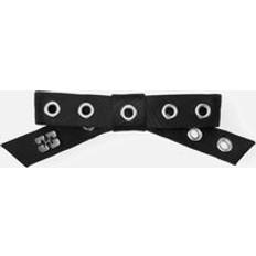Eyelet Bow Woven Barrette - Black