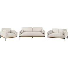 Meubels Beliani Fabric Living Room Set Light Beige Skaven Sofa