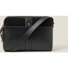 Double Zip Leather Cross-Body Bag - Black