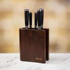 Katana Saya Pakkawood 6pcs Damascus Knife Block Set