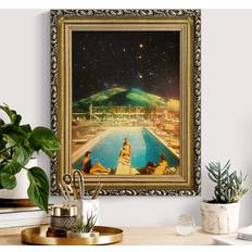 Framed Art Retro Collage Weltraum Pool Bild