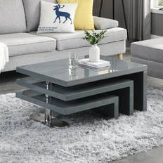 Furniture In Fashion Design Rotating High Gloss Grey Coffee Table
