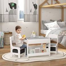 Black Furniture Set Kid's Room Homcom Kids Table And Chair Set 3pcs