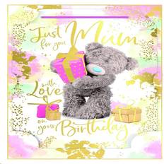 Me to You Bear Holding Spotty Gift Mum Birthday Card