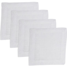 Saro Lifestyle Pure Linen Cocktail Set of 4 White Cloth Napkin White