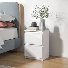 Homcom Sängbord Homcom med 2 Lådor Vit 39,6 x 32,3 x 56 cm Sängbord